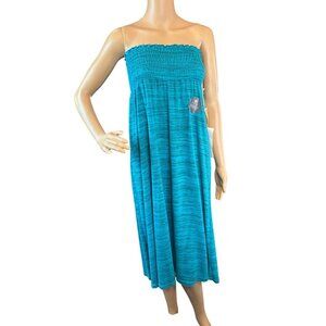 (5 for $25) Element‎ Aura Convertible Strapless Teal Smocked Midi Dress & Skirt
